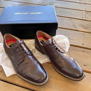 Bruno Marc Prince Dark Brown Leather Dress Shoes